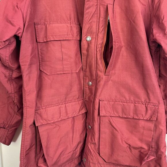 VINTAGE‎ The Woolrich Woman M WOOL Blend Flannel Lined Parka Hood Snap Zip Red - Picture 8 of 8